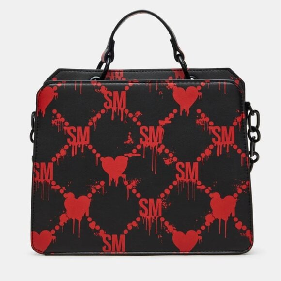 Steve Madden Evelyn Bag Drippy Hearts Black/red Crossbody Bag - Picture 2 of 12
